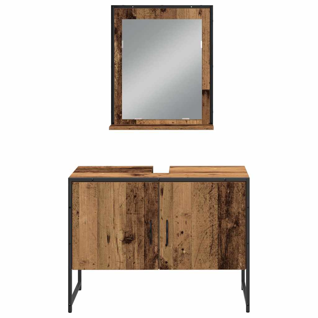 Bathroom Furniture Set with Shelf 3 pcs Brown Engineered wood