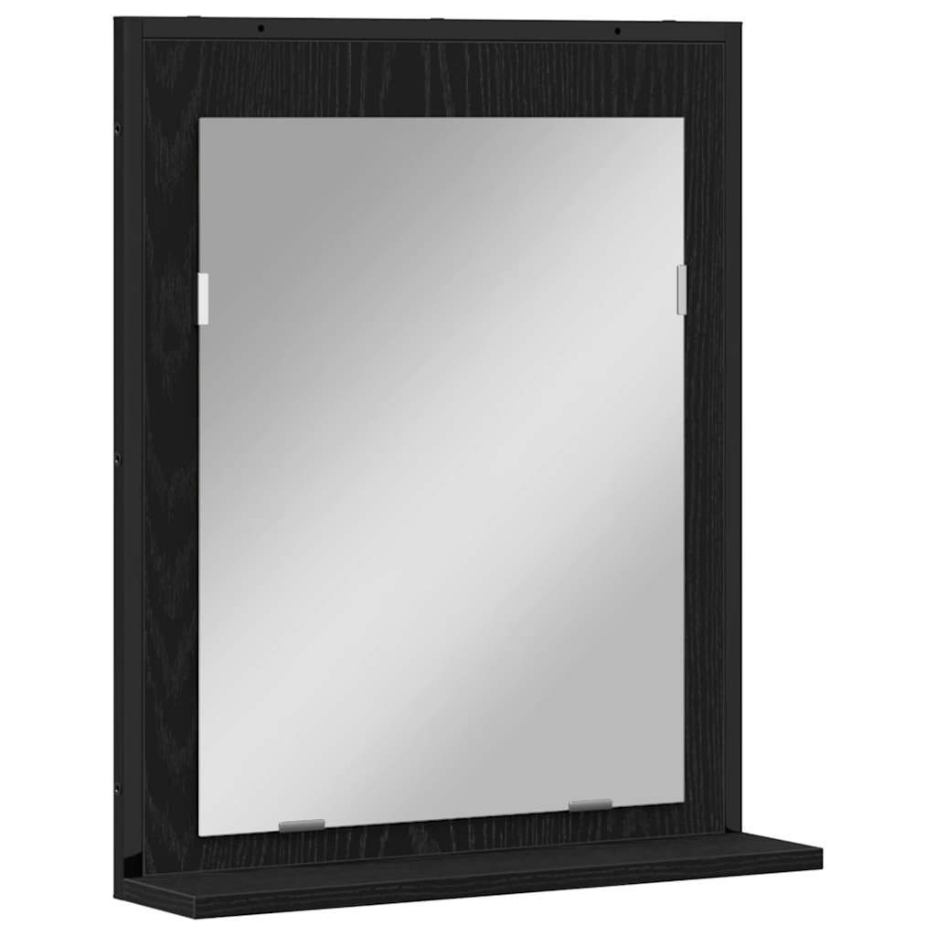 Bathroom Furniture Set with Shelf 3 pcs Black Engineered wood