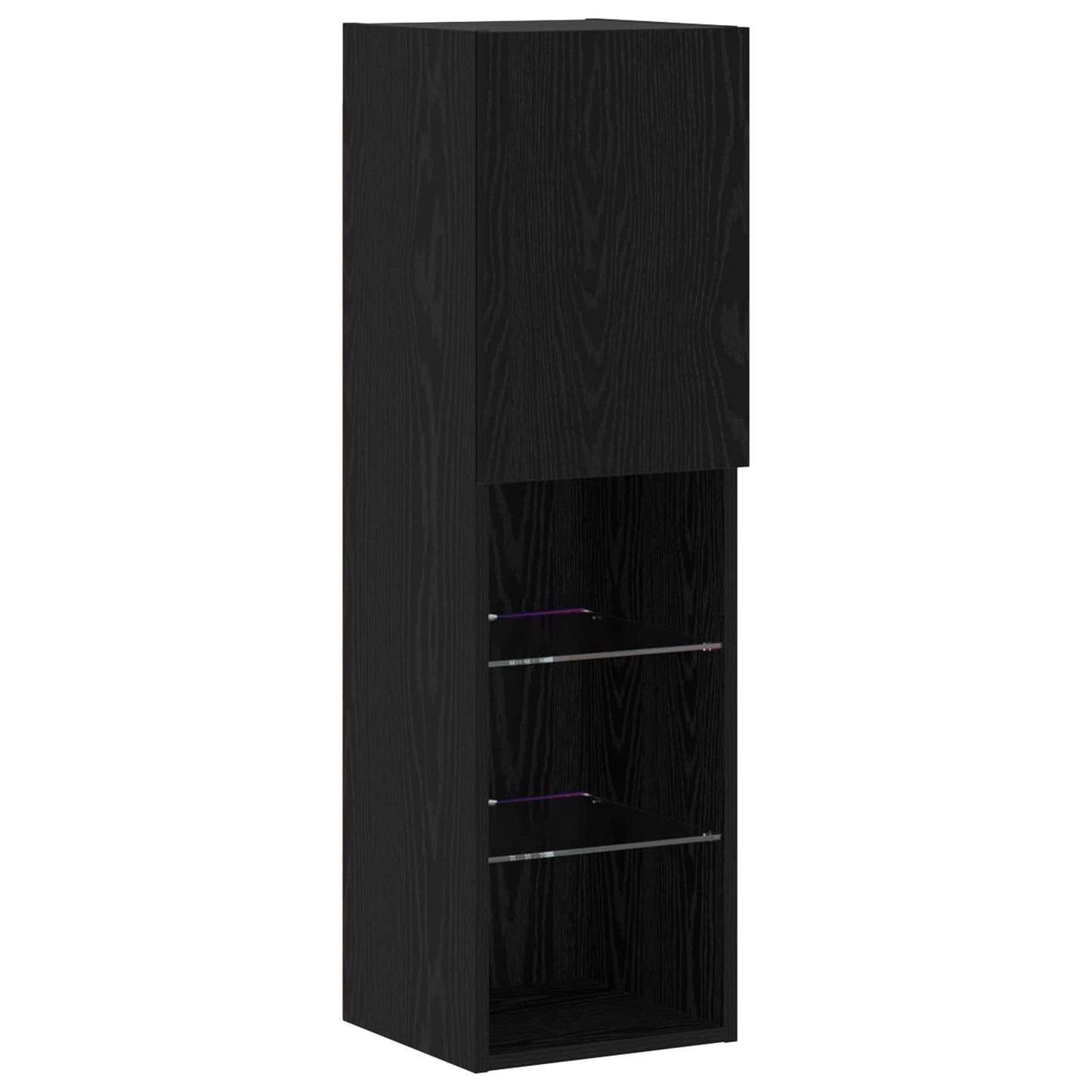 TV Cabinet Set Wall-mounted 6 pcs Black oak Engineered wood