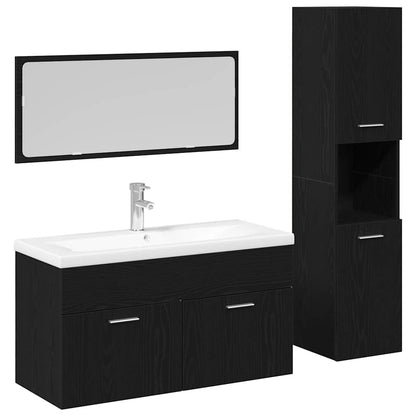 Bathroom Furniture Set 4 pcs Black Oak Engineered Wood