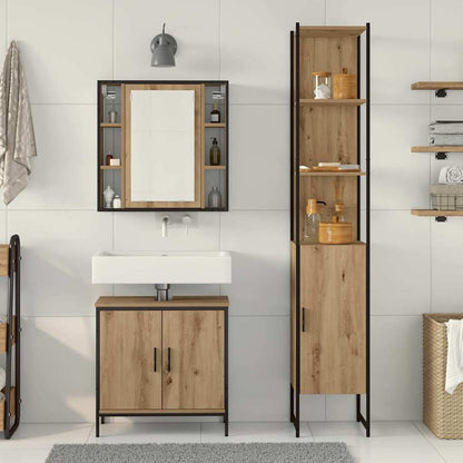 Bathroom Vanity Units with Shelf 3 pcs Brown Engineered wood