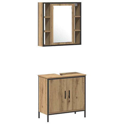 Bathroom Vanity Units with Shelf 3 pcs Brown Engineered wood