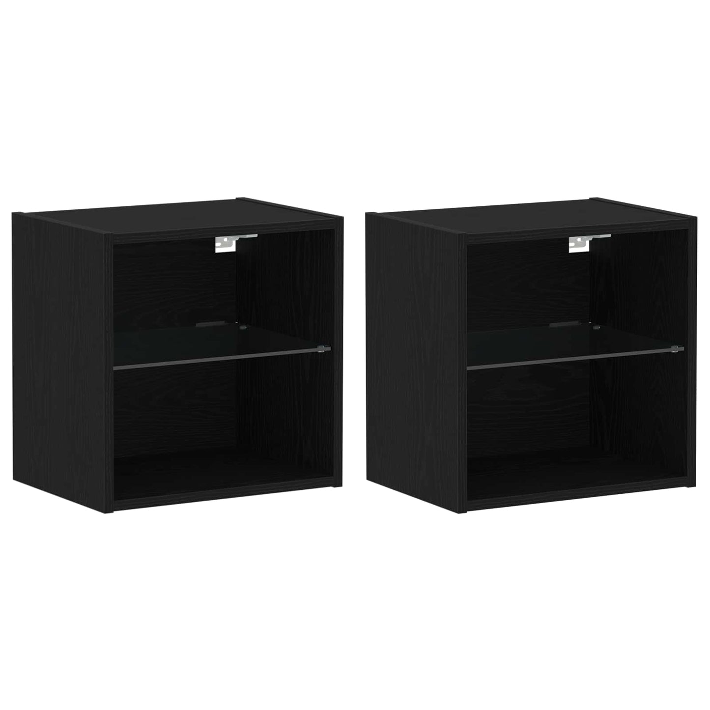 TV Cabinet Set Wall-mounted 8 pcs Black oak Engineered wood