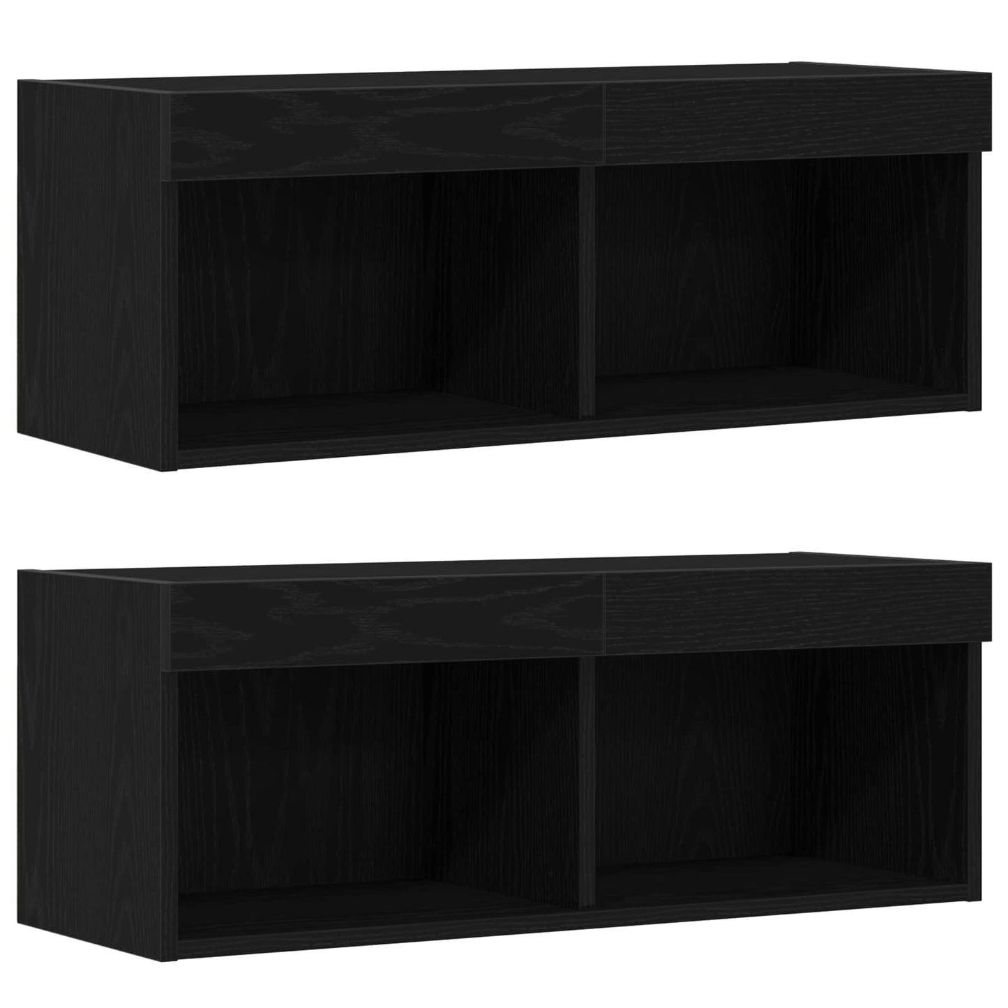 TV Cabinet Set Wall-mounted 8 pcs Black oak Engineered wood