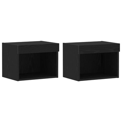 TV Cabinet Set Wall-mounted 8 pcs Black oak Engineered wood