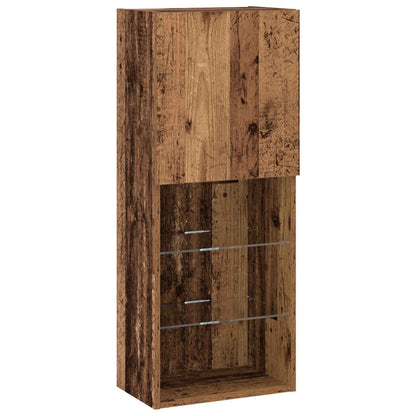 TV Cabinet with LED Strip Lights 4 pcs Old wood Engineered wood