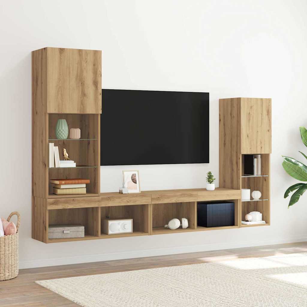 TV Cabinet 4 pcs Artisan oak Engineered wood