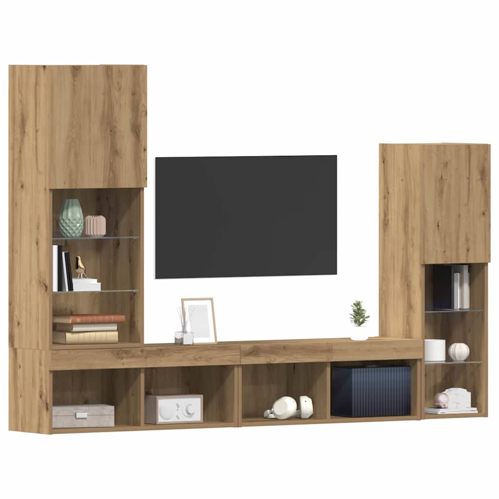 TV Cabinet 4 pcs Artisan oak Engineered wood