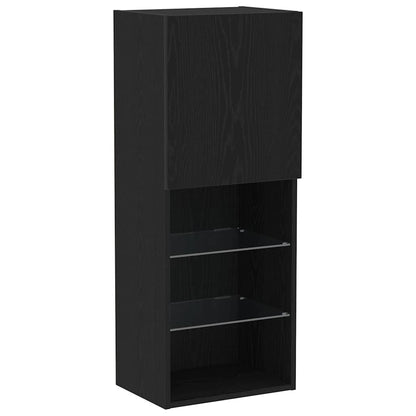 TV Cabinet 4 pcs Black oak Engineered wood