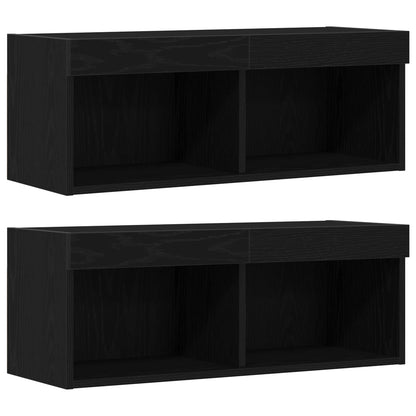 TV Cabinet 4 pcs Black oak Engineered wood
