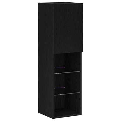 TV Cabinet 4 pcs Black oak Engineered wood