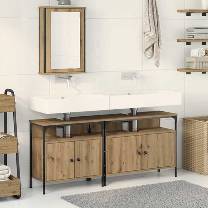 Bathroom Vanity Units with Shelf 3 pcs Brown Engineered wood
