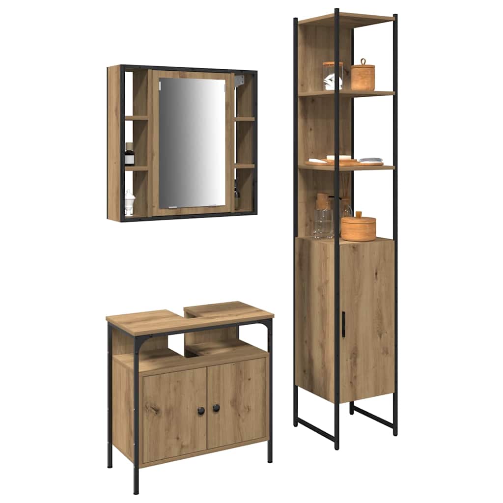 Bathroom Furniture Set 3 pcs Artisan Oak Engineered Wood