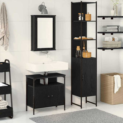 Bathroom Furniture Set 3 pcs Black Oak Engineered Wood