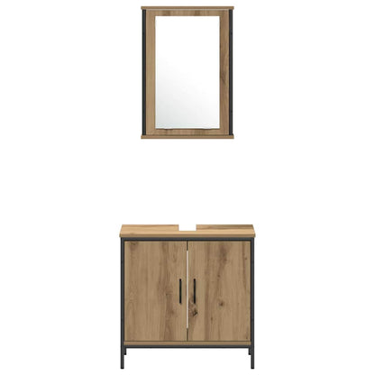 Bathroom Furniture Set with Shelf 3 pcs Brown Engineered wood