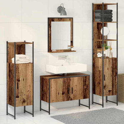 Bathroom Furniture Set with Shelf 4 pcs Brown Engineered wood