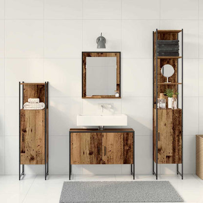 Bathroom Furniture Set with Shelf 4 pcs Brown Engineered wood