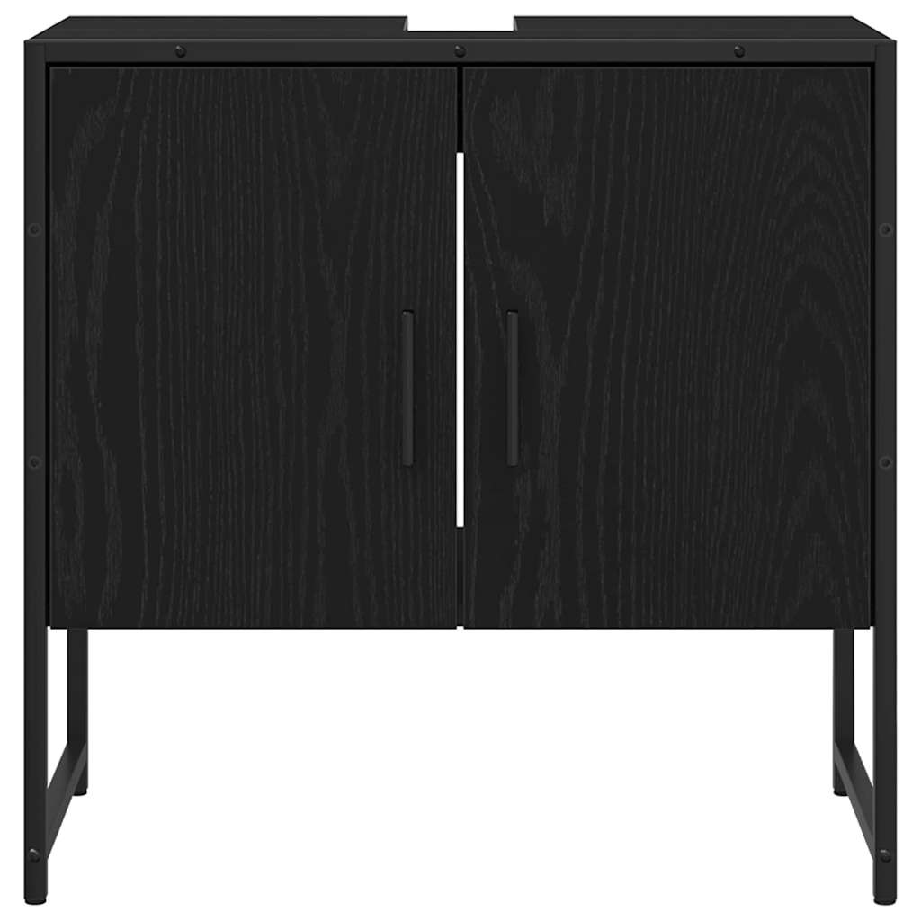Bathroom Furniture Set with Shelf 4 pcs Black Engineered wood