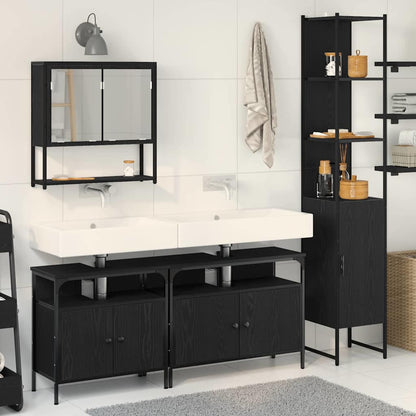 Bathroom Furniture Set 4 pcs Black oak Engineered wood