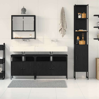 Bathroom Furniture Set 4 pcs Black oak Engineered wood