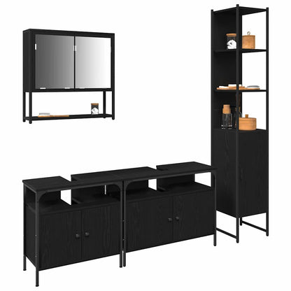 Bathroom Furniture Set 4 pcs Black oak Engineered wood