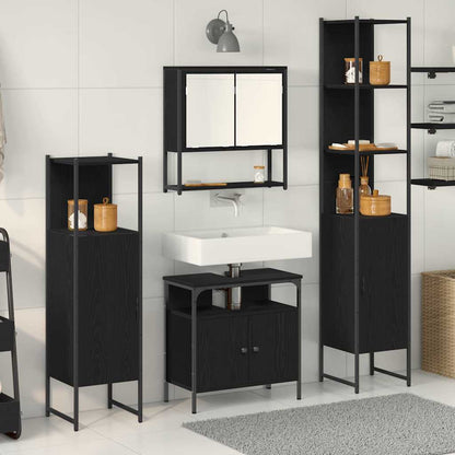 Bathroom Furniture Set 4 pcs Black Oak Engineered Wood
