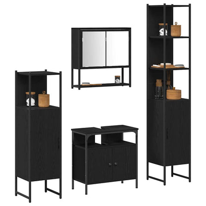 Bathroom Furniture Set 4 pcs Black Oak Engineered Wood