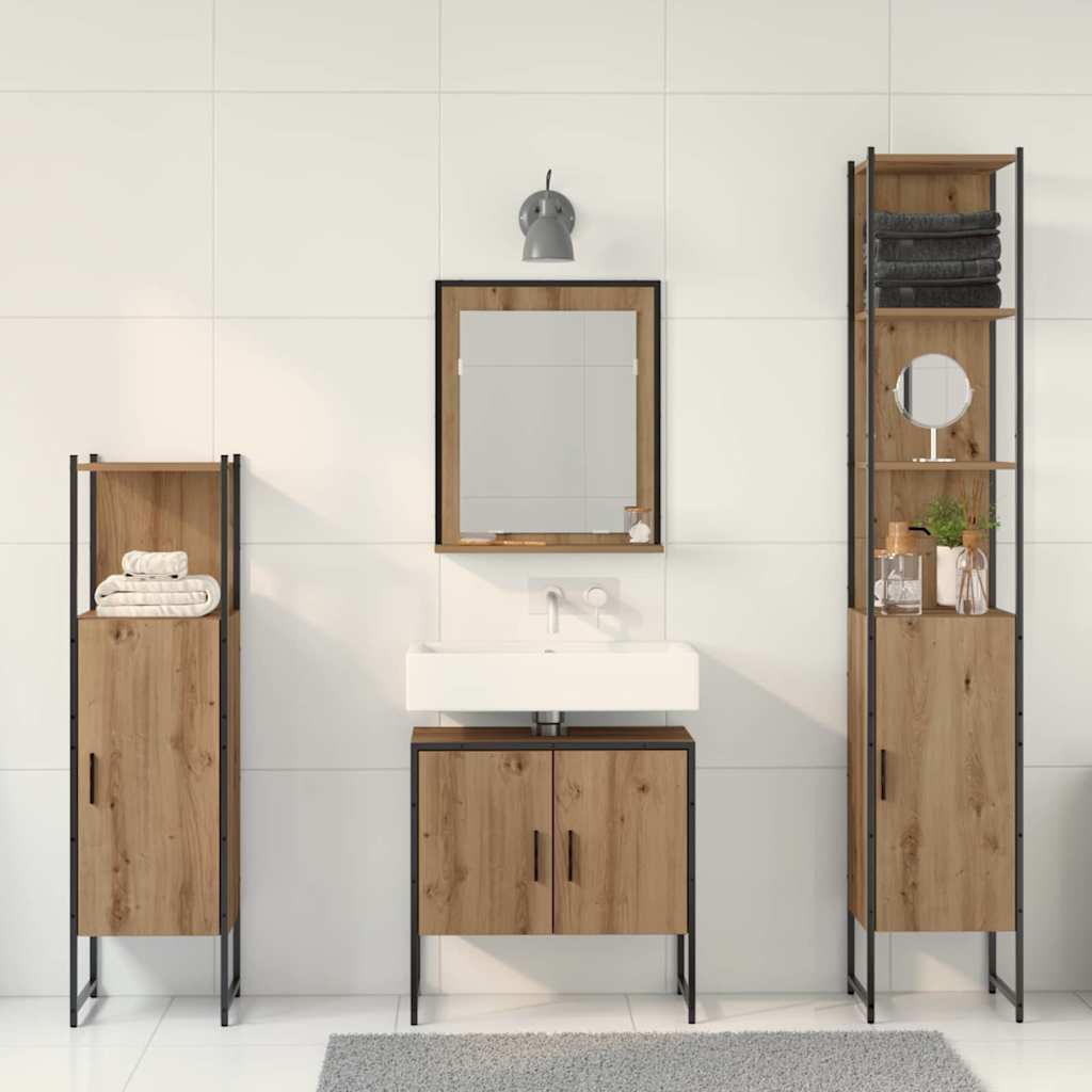 Bathroom Furniture Set with Door 4 pcs Brown 33 x 33 x 185.5 cm