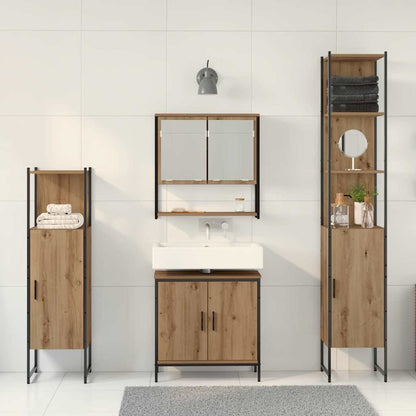 Bathroom Furniture Set with Shelf 4 pcs Brown Engineered wood