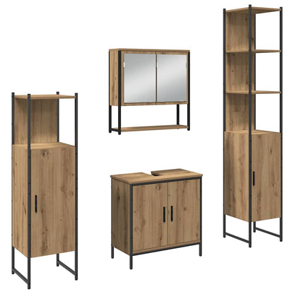 Bathroom Furniture Set with Shelf 4 pcs Brown Engineered wood
