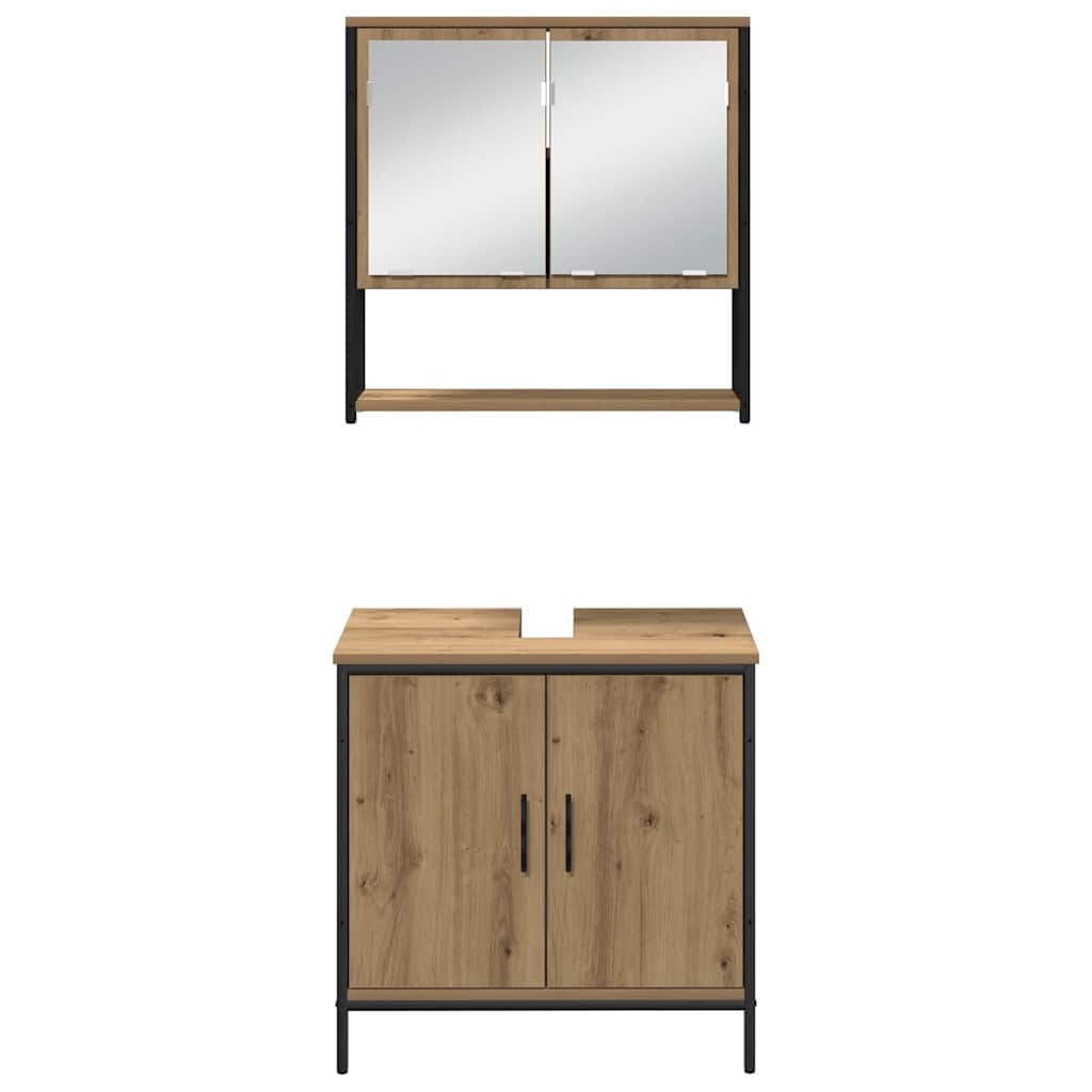 Bathroom Furniture Set with Shelf 4 pcs Brown Engineered wood