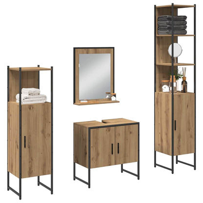 Bathroom Furniture Set with Shelf 4 pcs Brown Engineered wood