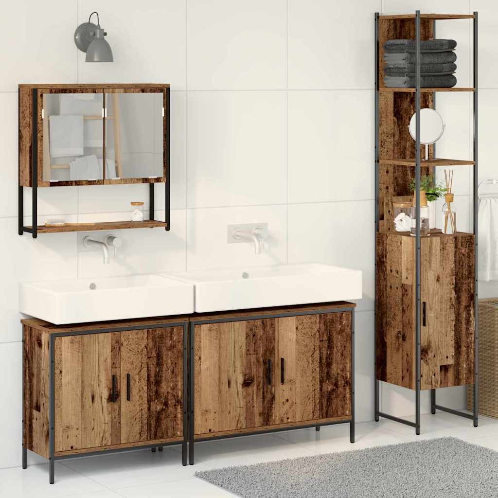 Bathroom Furniture Set with Shelf 4 pcs Brown Engineered wood