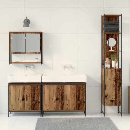Bathroom Furniture Set with Shelf 4 pcs Brown Engineered wood