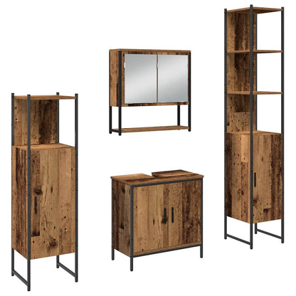 Bathroom Furniture Set with Shelf 4 pcs Brown Engineered wood