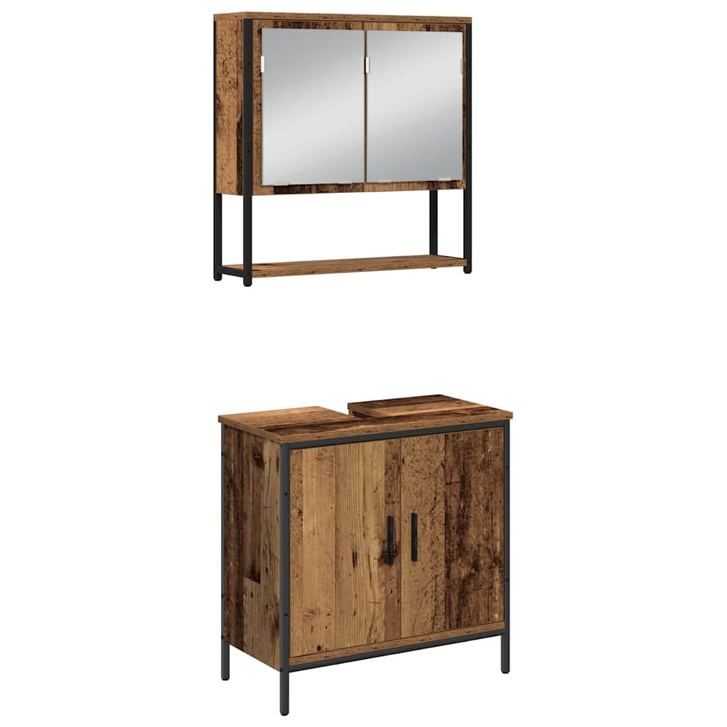 Bathroom Furniture Set with Shelf 4 pcs Brown Engineered wood