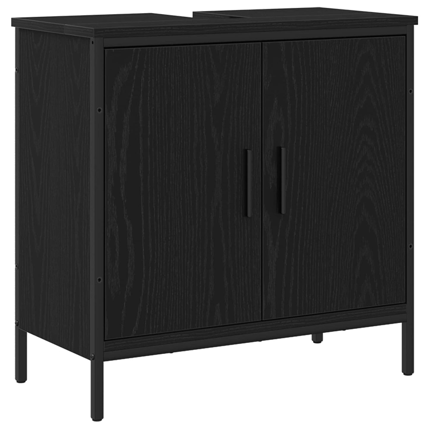 Bathroom Furniture Set with Shelf 4 pcs Black Engineered wood
