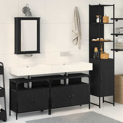 Bathroom Furniture Set 4 pcs Black Oak Engineered Wood