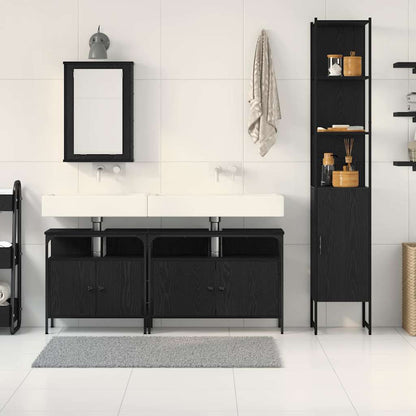 Bathroom Furniture Set 4 pcs Black Oak Engineered Wood
