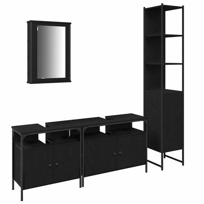 Bathroom Furniture Set 4 pcs Black Oak Engineered Wood
