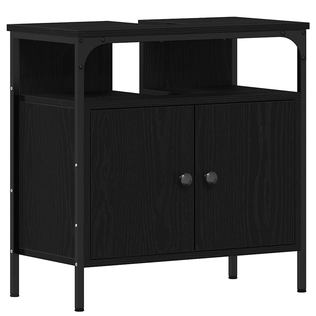 Bathroom Furniture Set 4 pcs Black Oak Engineered Wood