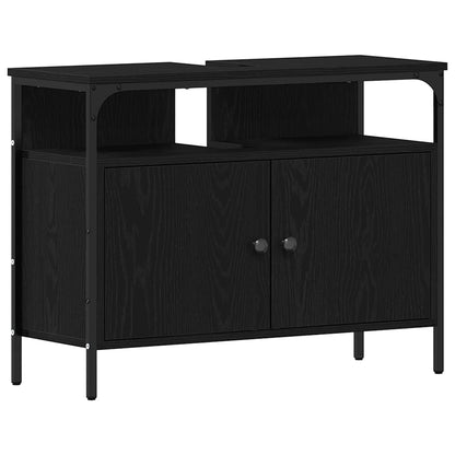 Bathroom Furniture Set 4 pcs Black Oak Engineered Wood