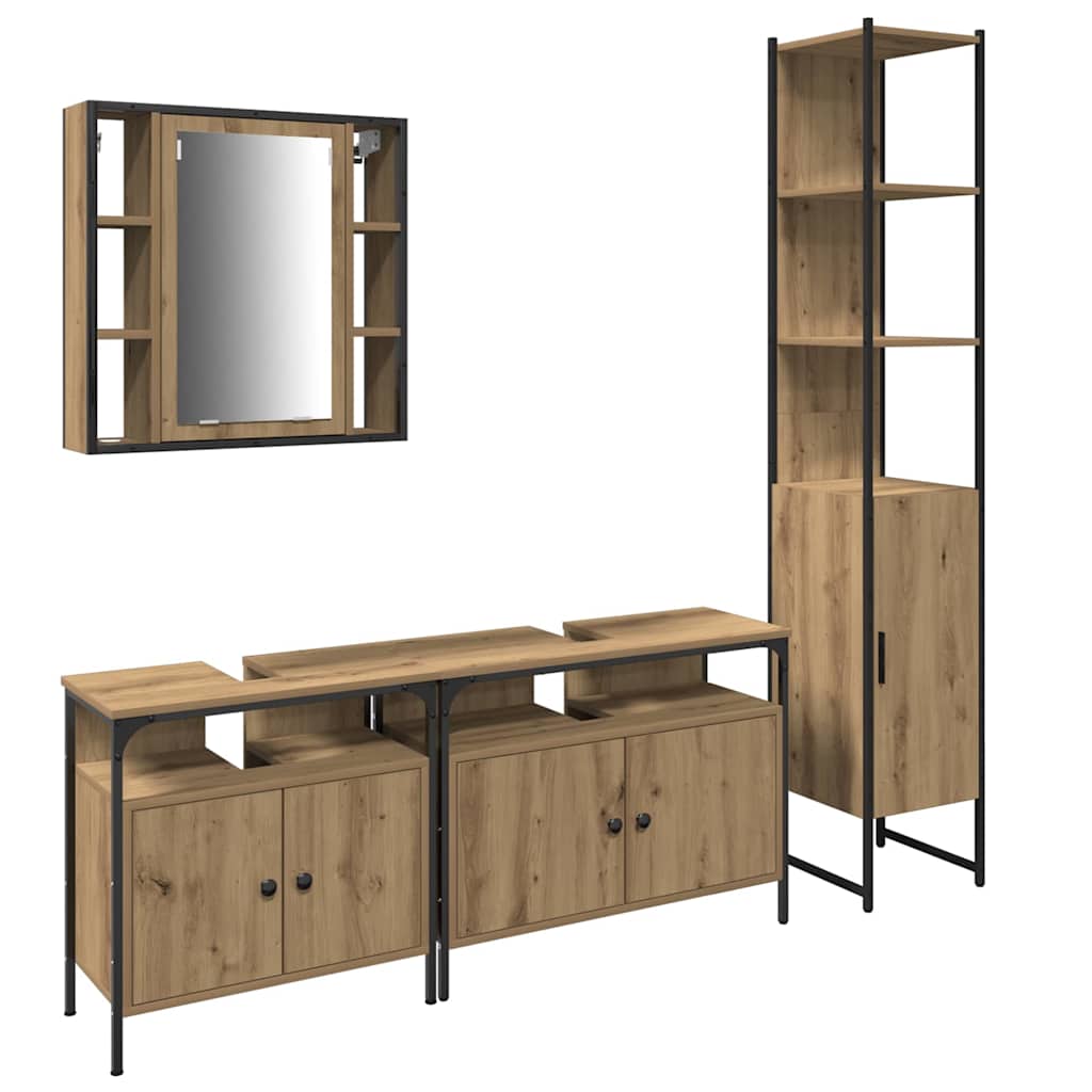 Bathroom Furniture Set 4 pcs Artisan Oak Engineered Wood