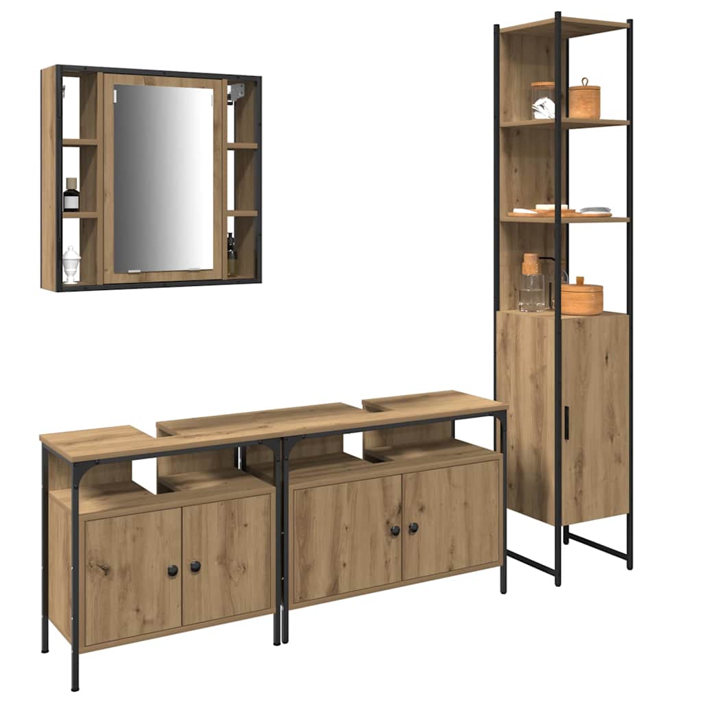 Bathroom Furniture Set 4 pcs Artisan Oak Engineered Wood