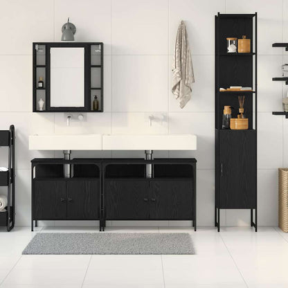 Bathroom Furniture Set 4 pcs Black Oak Engineered Wood