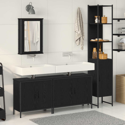 Bathroom Furniture Set 4 pcs Black Engineered wood