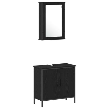 Bathroom Furniture Set with Shelf 4 pcs Black Engineered wood
