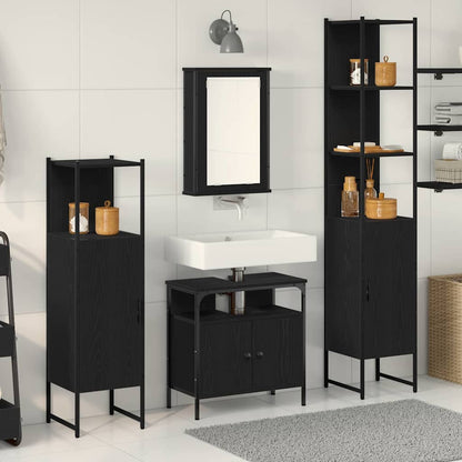 Bathroom Furniture Set 4 pcs Black oak Engineered wood