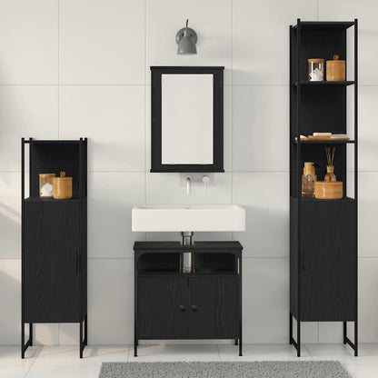 Bathroom Furniture Set 4 pcs Black oak Engineered wood