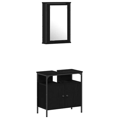 Bathroom Furniture Set 4 pcs Black oak Engineered wood